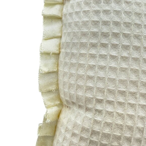 Ribbon Embroidered Throw Pillow Joy Floral Cat Ruffled Edge Cottagecore 9 In - Picture 7 of 8